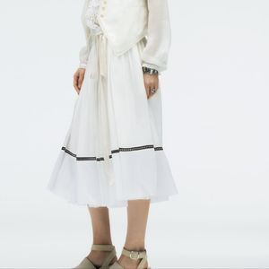 ZARA LIMITED EDITION EMBROIDERED WRAPPED A-LINE SKIRT L NWT ECRU